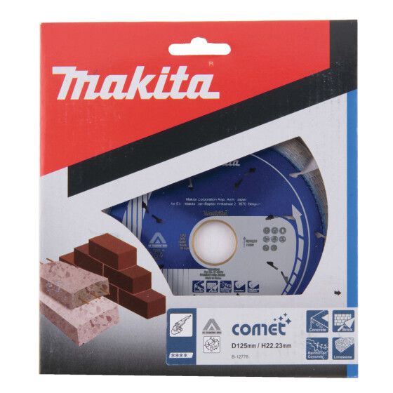 Makita Diamanttrennscheibe Comet 125mm Ø 125 mm 2,2 mm Schnittstärke Trocken 3DDG Beton, Ziegel, Marmor B-12778