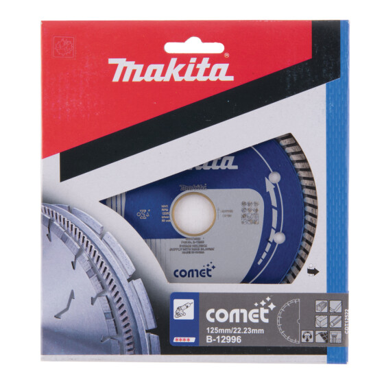 Makita Diamanttrennscheibe Comet Turbo 125mm Ø 125 mm 2,4 mm Schnittstärke Nass und trocken Stein, Beton, Dachziegel, Marmor B-12996