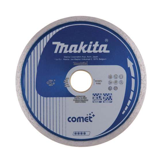 Makita Diamanttrennscheibe COMET 125mm Ø 125 mm 1,6 mm Schnittstärke Nass Keramik, Porzellan, Wand- und Bodenfliesen aus Marmor oder Schiefer B-13091