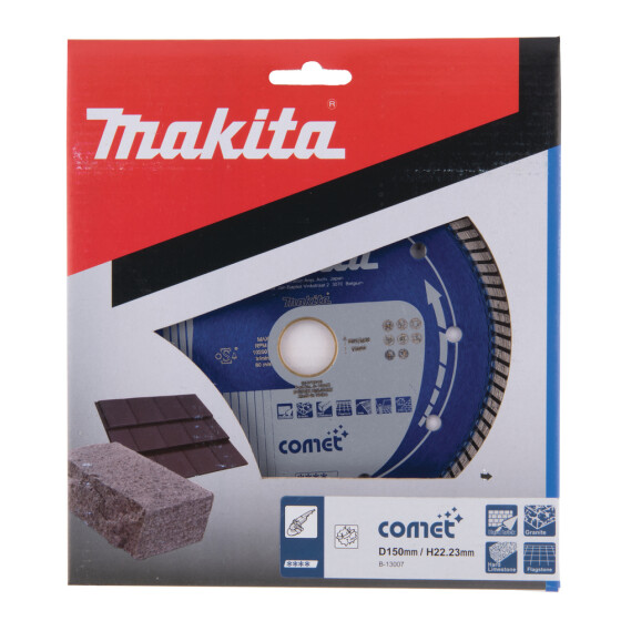 Makita Diamanttrennscheibe Comet Turbo 150mm Ø 150 mm 2,4 mm Schnittstärke Nass und trocken Stein, Beton, Dachziegel, Marmor B-13007