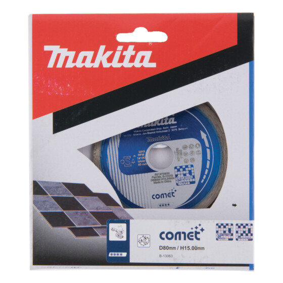 Makita Diamanttrennscheibe Comet 80mm Ø 80 mm 1,6 mm Schnittstärke Nass Keramik, Porzellan, Wand- und Bodenfliesen aus Marmor oder Schiefer B-13063