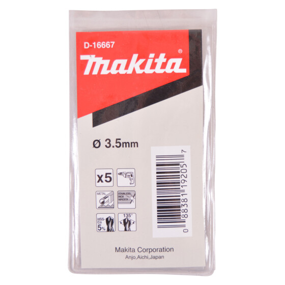 Makita Bohrer HSS-CO 3.5x70mm 5Stk D-16667