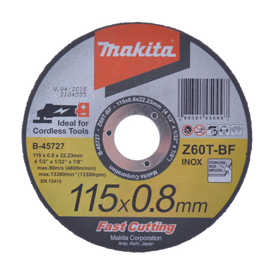 Makita Trennscheibe Ø 115 mm 0,8 mm Z60T-BF INOX B-45727