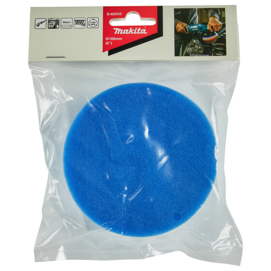 Makita Polierpad blau Ø 100 mm Klett weich flach mittel 30 mm D-62533