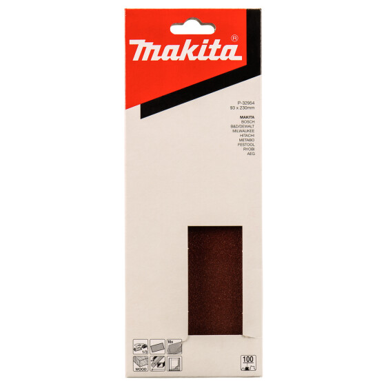 Makita Schleifpapier P100 93x230mm 93x230 mm Körnung P100 ungelocht 10 Stück P-32954