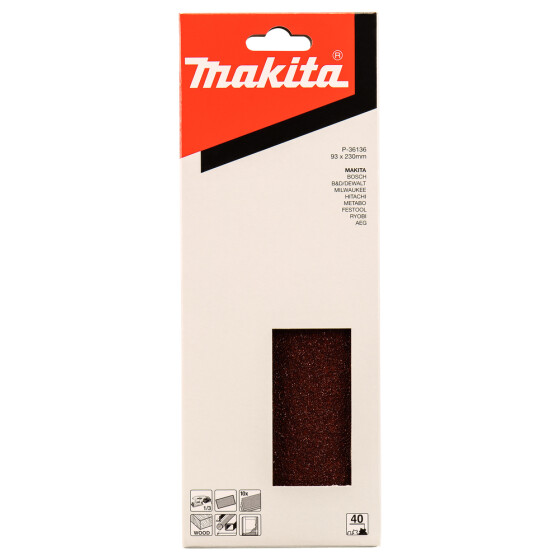 Makita Schleifpapier P40 93x230mm 93x230 mm Körnung P40 ungelocht 10 Stück P-36136