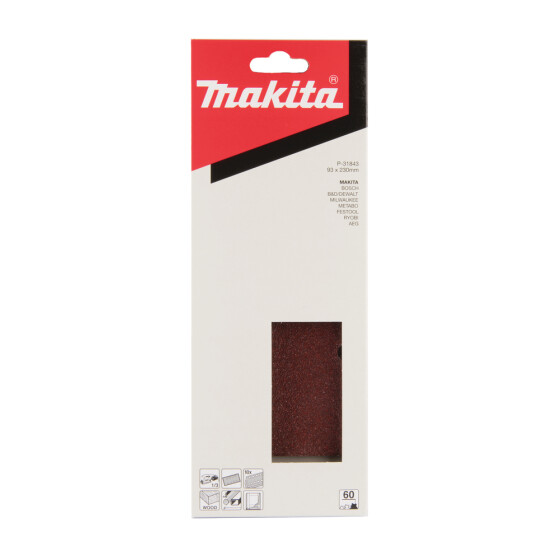 Makita Schleifpapier P60 93x230mm gelocht 93x230 mm Körnung P60 8 Loch 10 Stück P-31843