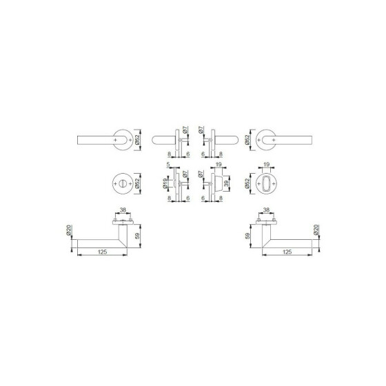 HOPPE Amsterdam Rosettengarnitur WC  E1400Z/42KV/42KVS 3289735