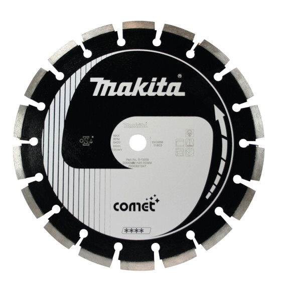 Makita Diamanttrennscheibe Comet Asphalt 300mm Ø 300 mm 2,8 mm Schnittstärke Nass und trocken Asphalt, Beton B-13269