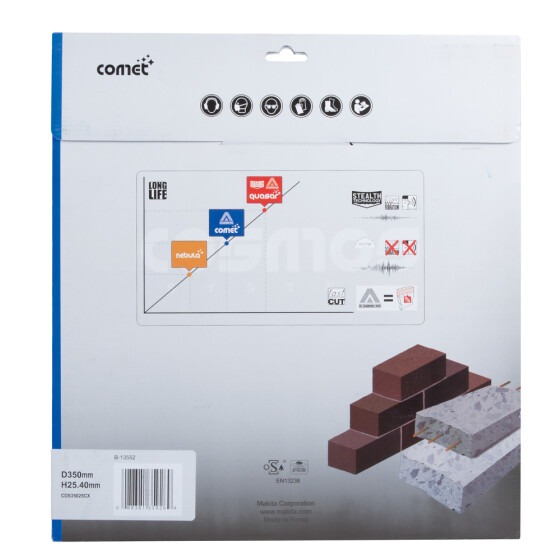 Makita Diamanttrennscheibe Comet 350mm Ø 350 mm 3,2 mm Schnittstärke Nass und trocken 3DDG Beton, Ziegel, Marmor B-13552