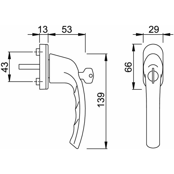 Hoppe Fenstergriff Tokyo 0710S/U26 abschließbar weiß 32mm Stift