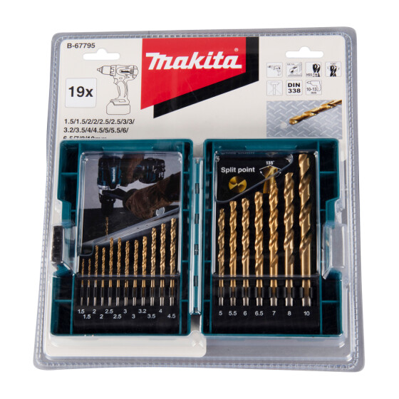 Makita HSS TiN Metallbohrer-Set Ø 1,5 - 10mm 19-teilig B-67795