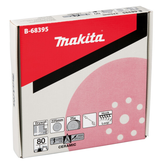 Makita Schleifpapier 25 Stück Ø 225 mm Körnung 80 B-68395