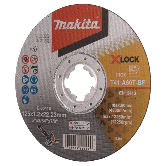 Makita Trennscheibe X-LOCK Ø 125 mm 1,2 mm X-LOCK A60T INOX E-00418