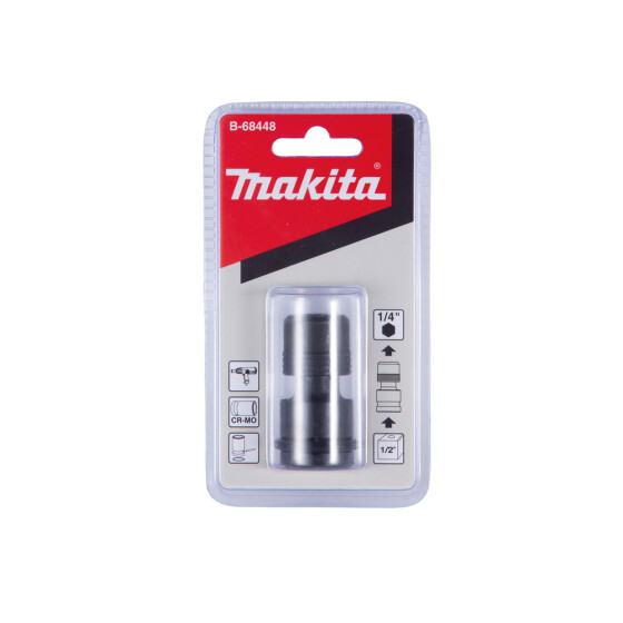 Makita Bit-Adapter 1/2"4KT - 1/4"6KT 1/2" Vierkant auf 1/4" Sechskant 51 mm 1 Stück B-68448