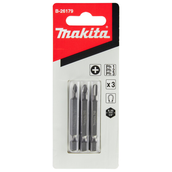 Makita Bit-Set PH1, PH2, PH3 Standard PH1, PH2, PH3 50 mm 3 Stück B-26179