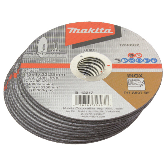 Makita Trennscheibe Ø 115 mm 1,0 mm 10 Stück A60T-BF INOX B-12217-10