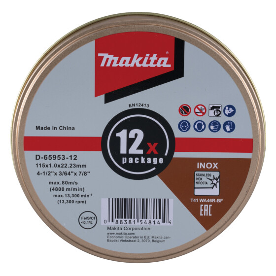 Makita Trennscheibe Ø 115 mm 1,2 mm 12 Stück WA46R-BF INOX D-65953-12