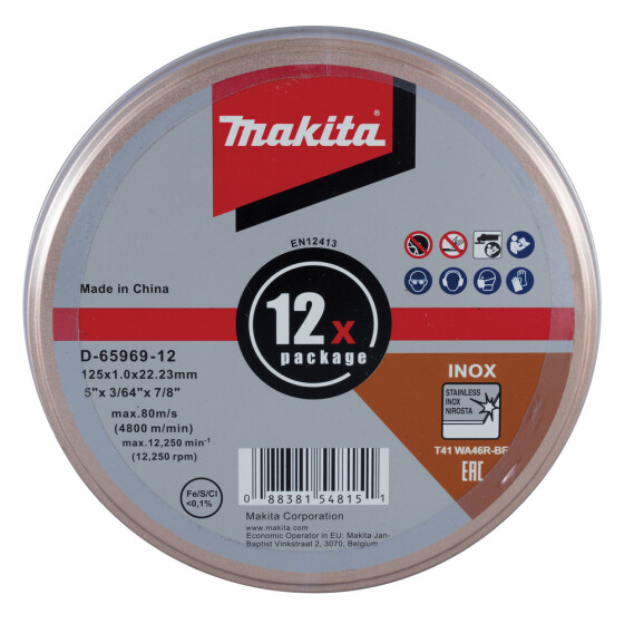 Makita Trennscheibe INOX 125x1,0mm Ø 125 mm 1,0 mm WA46R-BF INOX 12 Stück D-65969-12