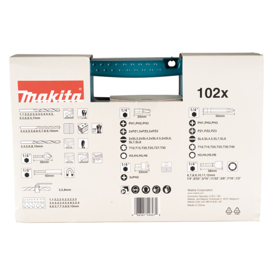 Makita Bohrer-Bit-Set 102-teilig Bohrer Bits Steckschlüsseleinsätze B-68432