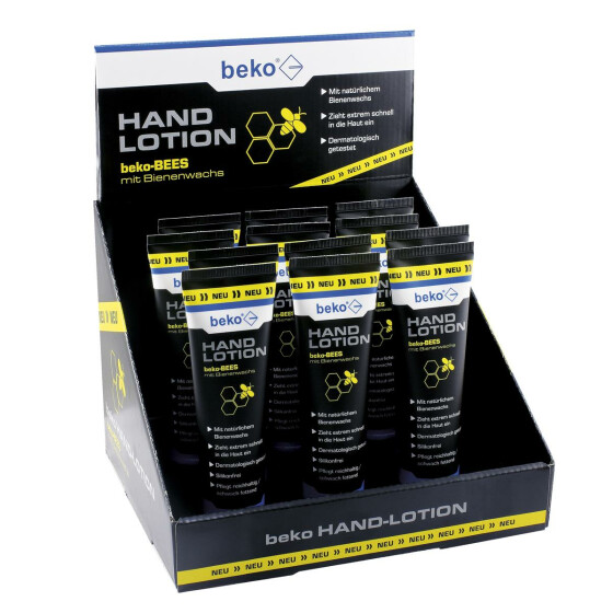 beko Display - Hand-Lotion, bestückt mit:
 12 x Hand-Lotion 100 ml - beko BEES