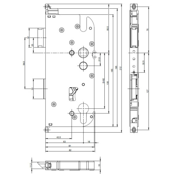 GU Schlosskasten-Set SECURY 65/92/10/GD-Zn