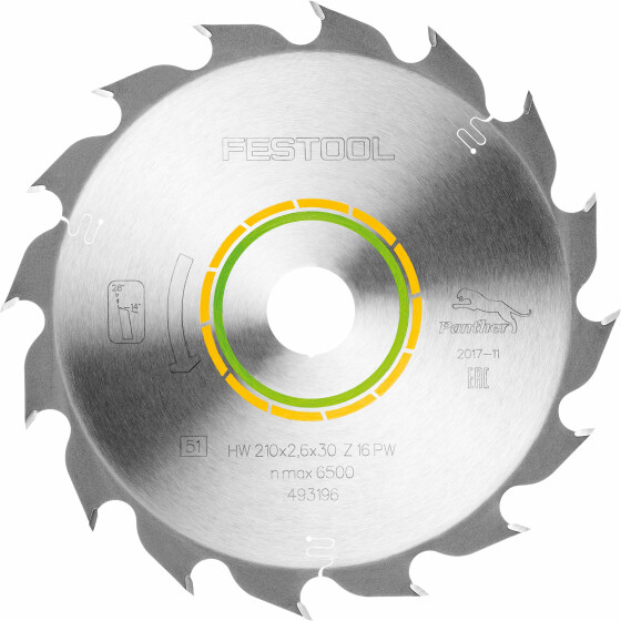 Festool Kreissägeblatt WOOD RIP CUT HW 210x2,6x30 PW16 493196