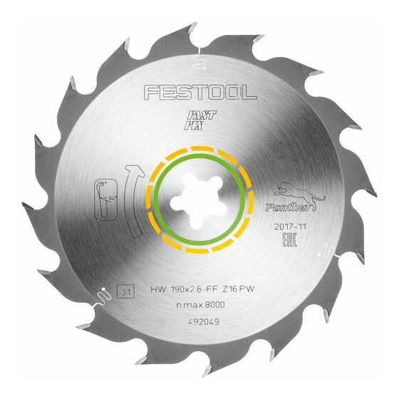 Festool Kreissägeblatt WOOD RIP CUT HW 190x2,6 FF PW16