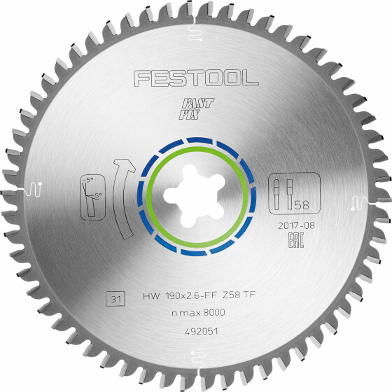 Festool Kreissägeblatt ALUMINIUM/PLASTICS HW 190x2,6 FF TF58 492051