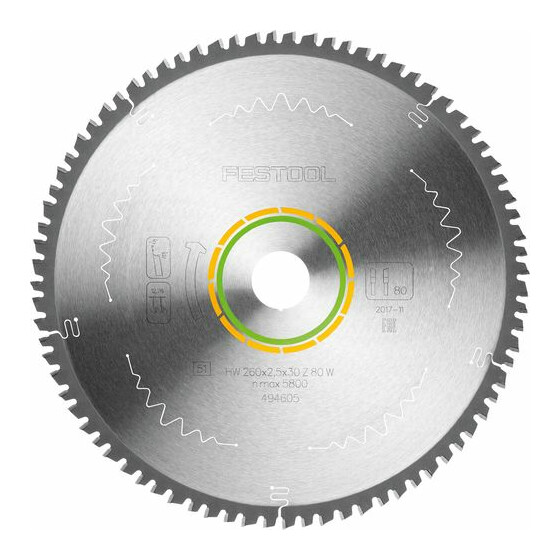 Festool Kreissägeblatt WOOD FINE CUT HW 260x2,5x30 W80 494605