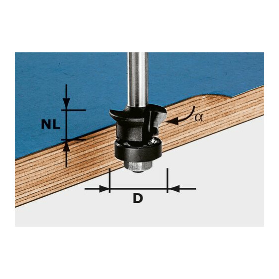 Festool Fase-Bündigfräser HW S8 D24/0° +45° 491026