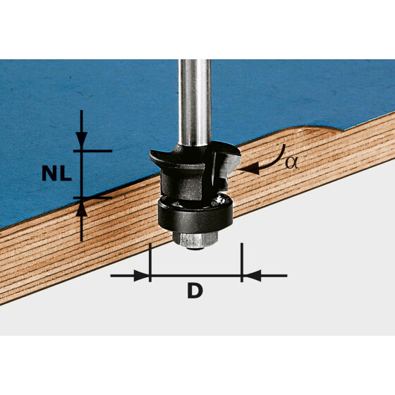 Festool Fase-Bündigfräser HW S8 D24/0° +45° 491026